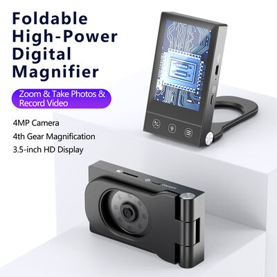 Magnificateur numérique portable HD 500X avec adaptation intelligente à double lumière, vue grand angle HD et zoom de précision à quatre étapes