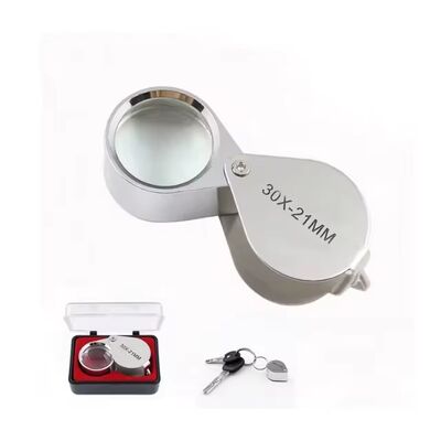 comprare Lente d'ingrandimento tascabile in vetro ottico portatile 30X 20X 10X con lente d'ingrandimento dorata da 21 mm per gioielleria fabbricazione online