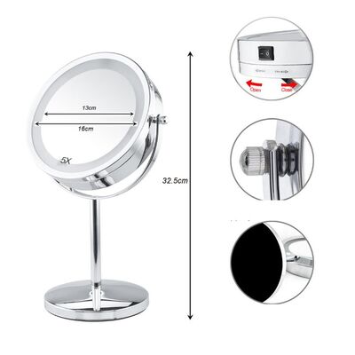 comprar Ampliação ajustável Espelho de vaidade Ampliação LED iluminada Espelho de maquiagem com vaso de sucção, banheiro Flexibilidade de pescoço de galinha 10X Fabricação em linha