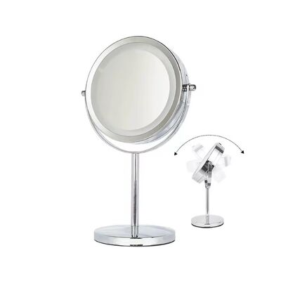 comprar Espelho de maquiagem LED de rotação de 360 graus de lado duplo Espelho cosmético de ampliação 10x com características personalizadas Fabricação em linha