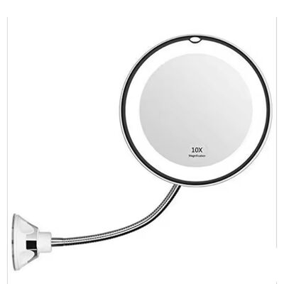 Mua LED chiếu sáng phòng tắm trang điểm gương 10X phóng to - Goose Neck tường gắn với cốc hút sản xuất trực tuyến