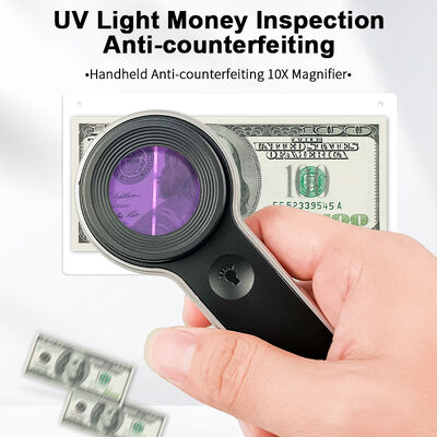Handheld Magnifier with 10X Magnification LED UV Light and K9 Optical ...